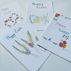 Set of 4 Assorted Watercolor Easter cards